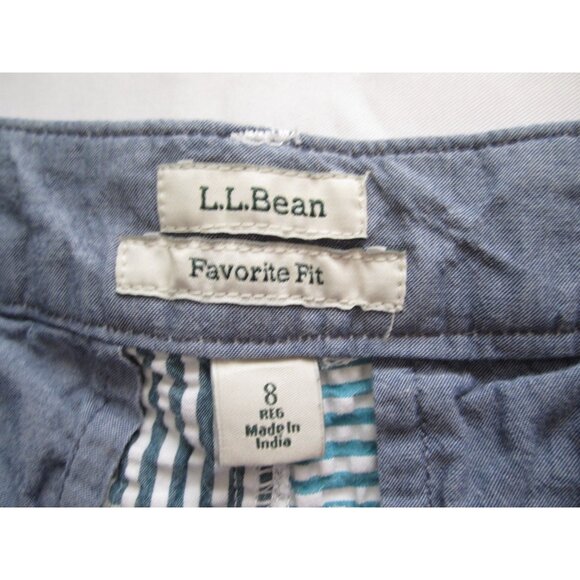 Women's LL Bean Stripe Favorite Fit Patch Cotton Shorts Sz 8 Reg (WP306) - Picture 2 of 11